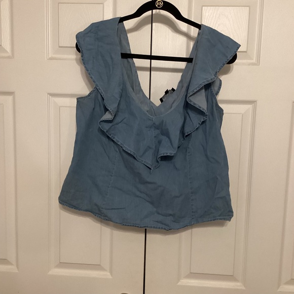 Eloquii denim short ruffle sleeve shirt Size 16 - Picture 6 of 7
